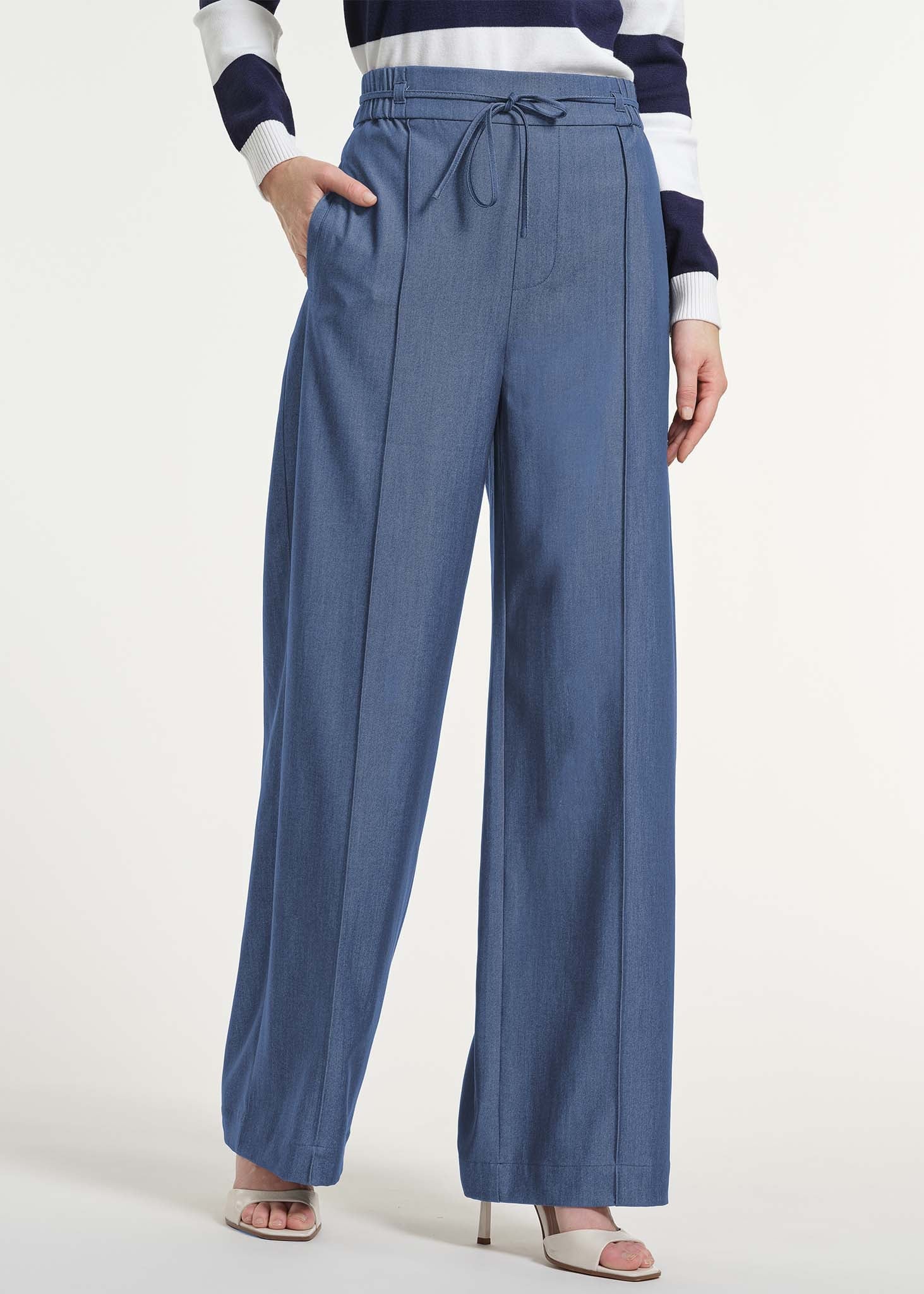 Chambray Pull On Pants | Isaac Mizrahi
