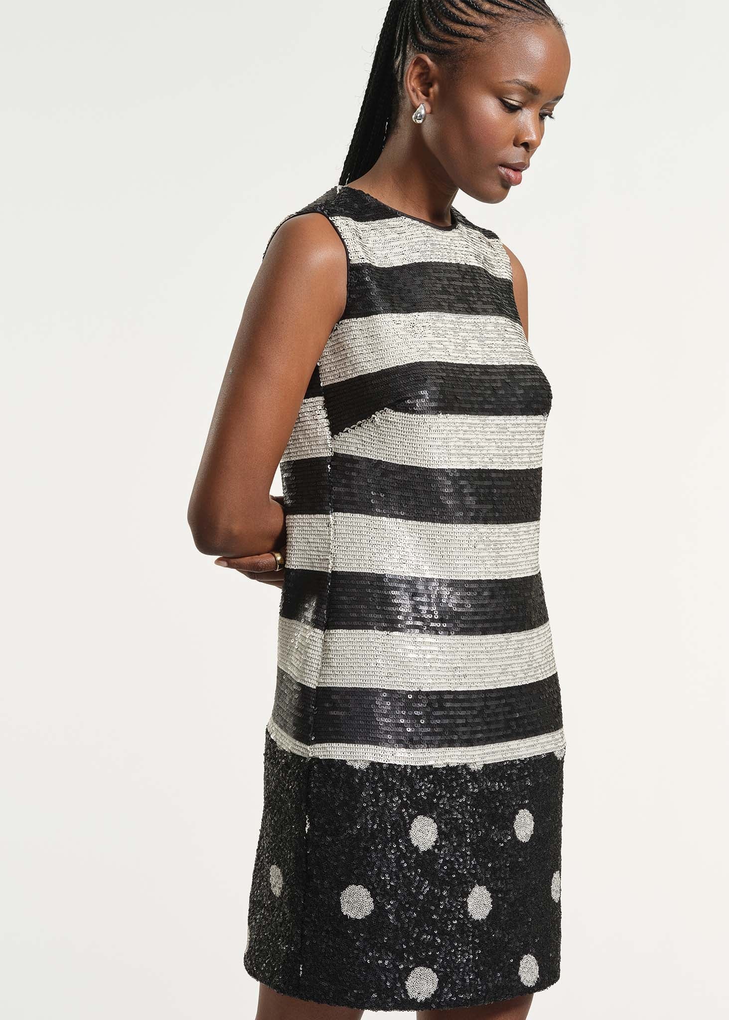Sequin Polkadot Shift Dress
