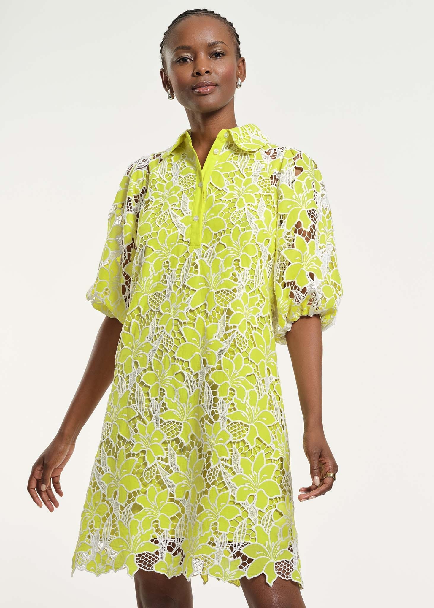 Eyelet Blouson Dress