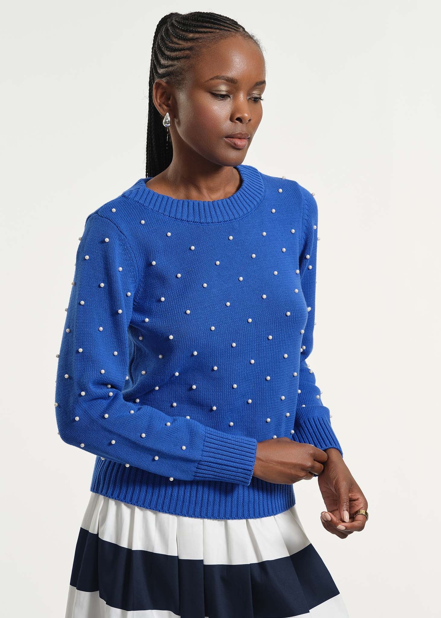 Cowl Neck Beaded Sweater