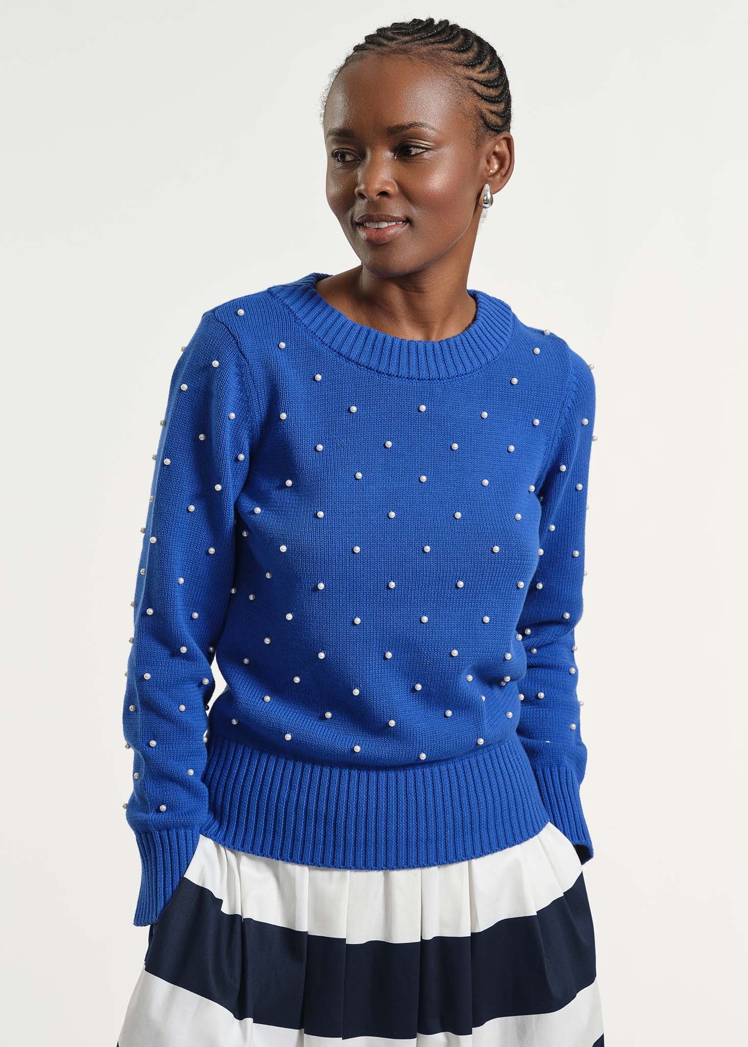 Cowl Neck Beaded Sweater