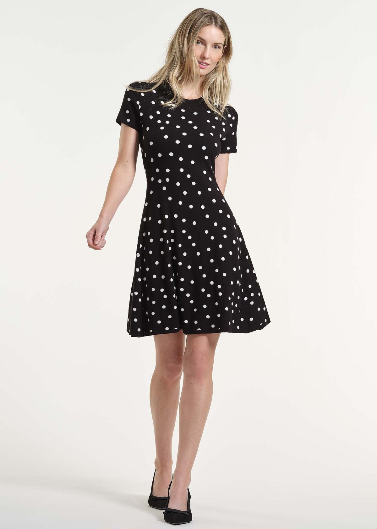 Polkadot Flare Knit Dress