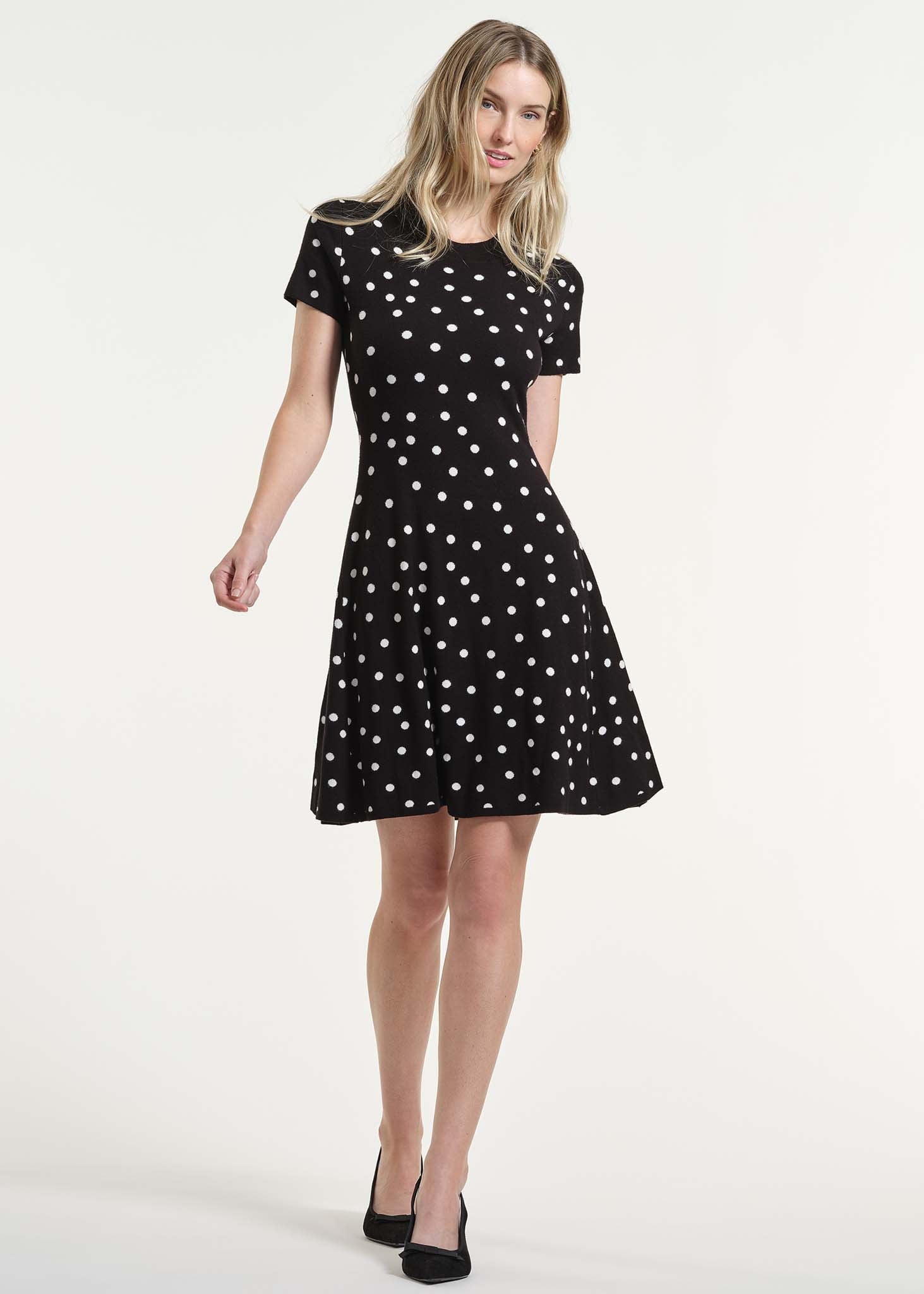 Polkadot Flare Knit Dress