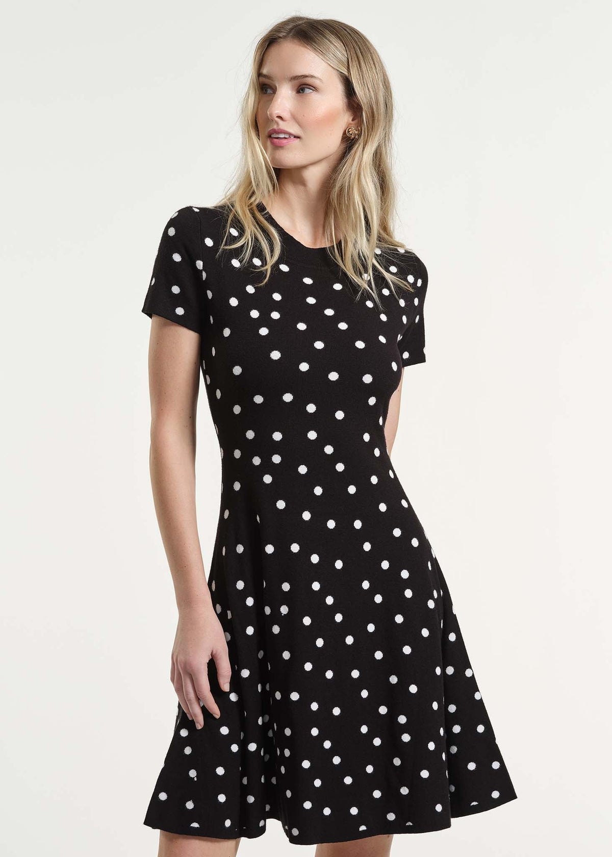 Polkadot Flare Knit Dress