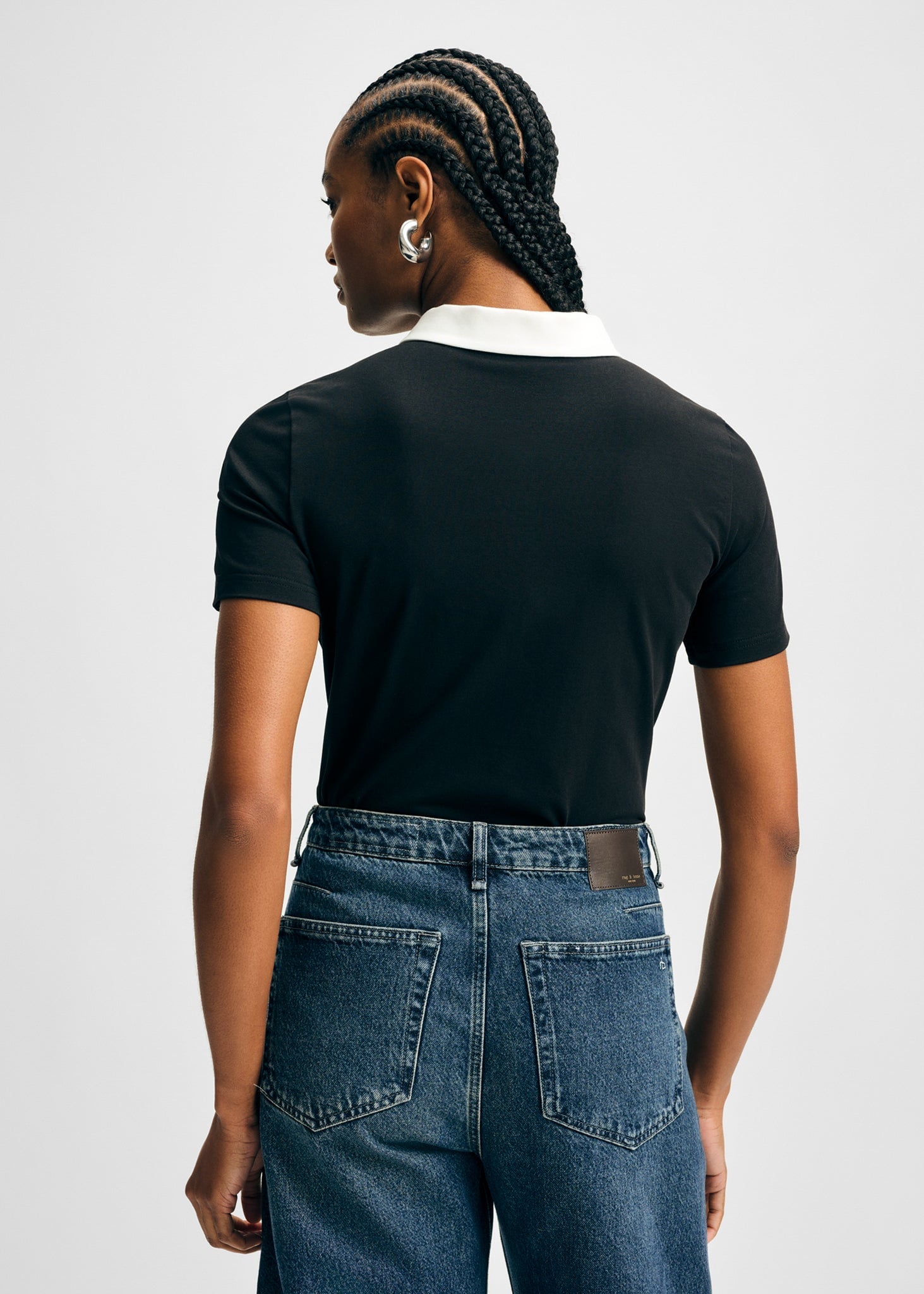 売れ筋商品|||イザックミズラヒ カットソー トップス レディース Women's Ruffle Detail Peter Pan Tee Black white Ruffle Detail Peter Pan Tee | Isaac Mizrahi