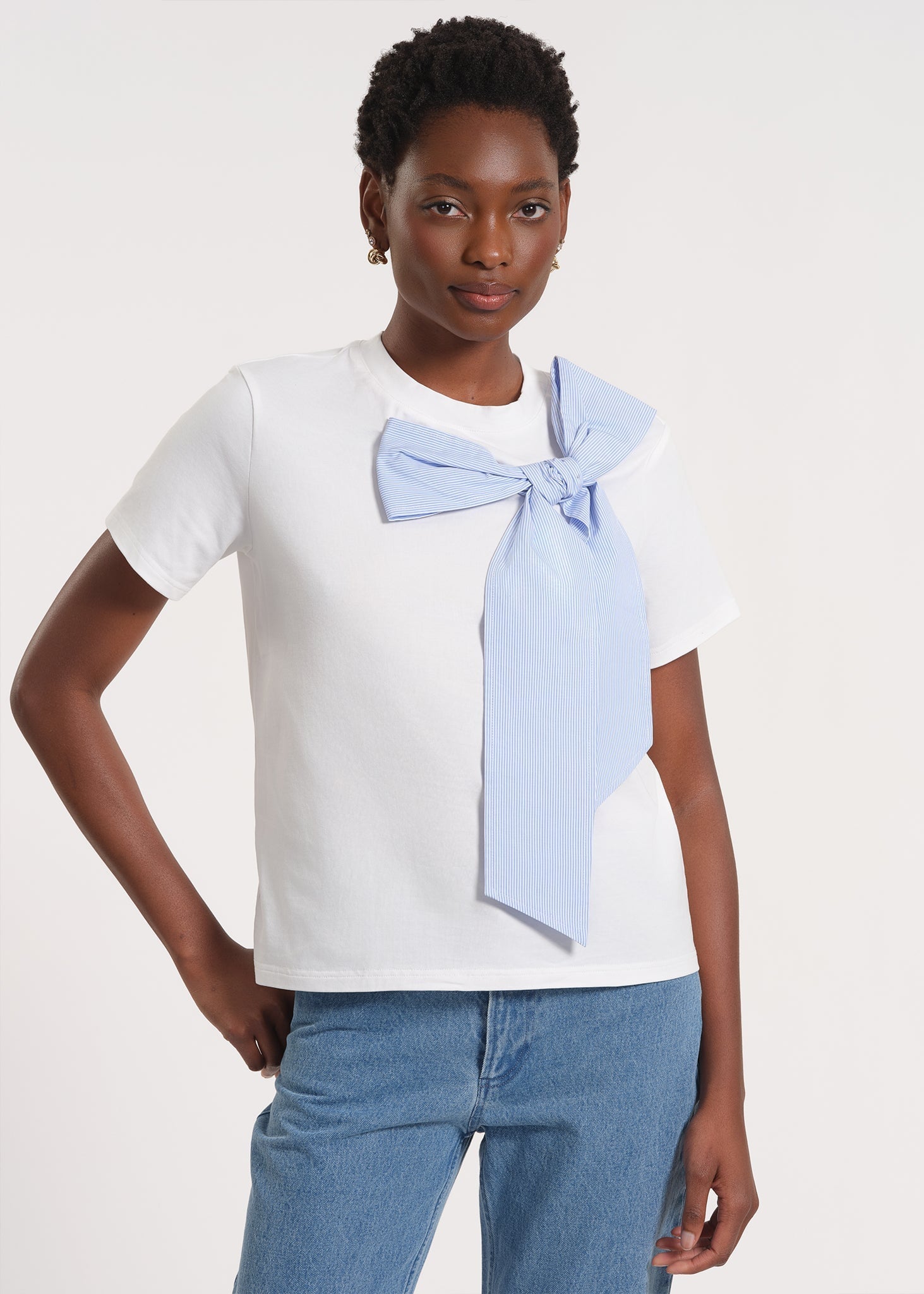 Women's Short Sleeve Bow Detail T-Shirt