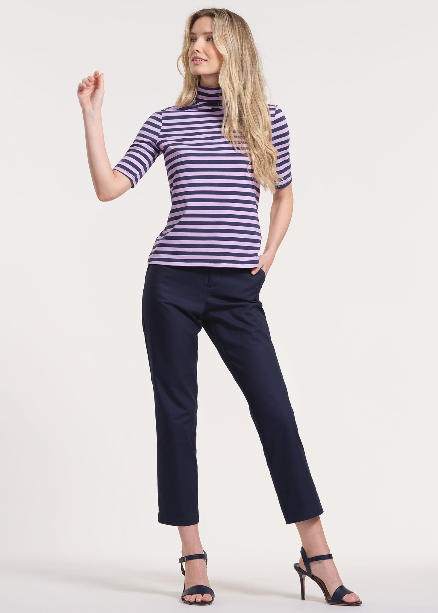 Mock Neck Three-Quarter Sleeve Sweater