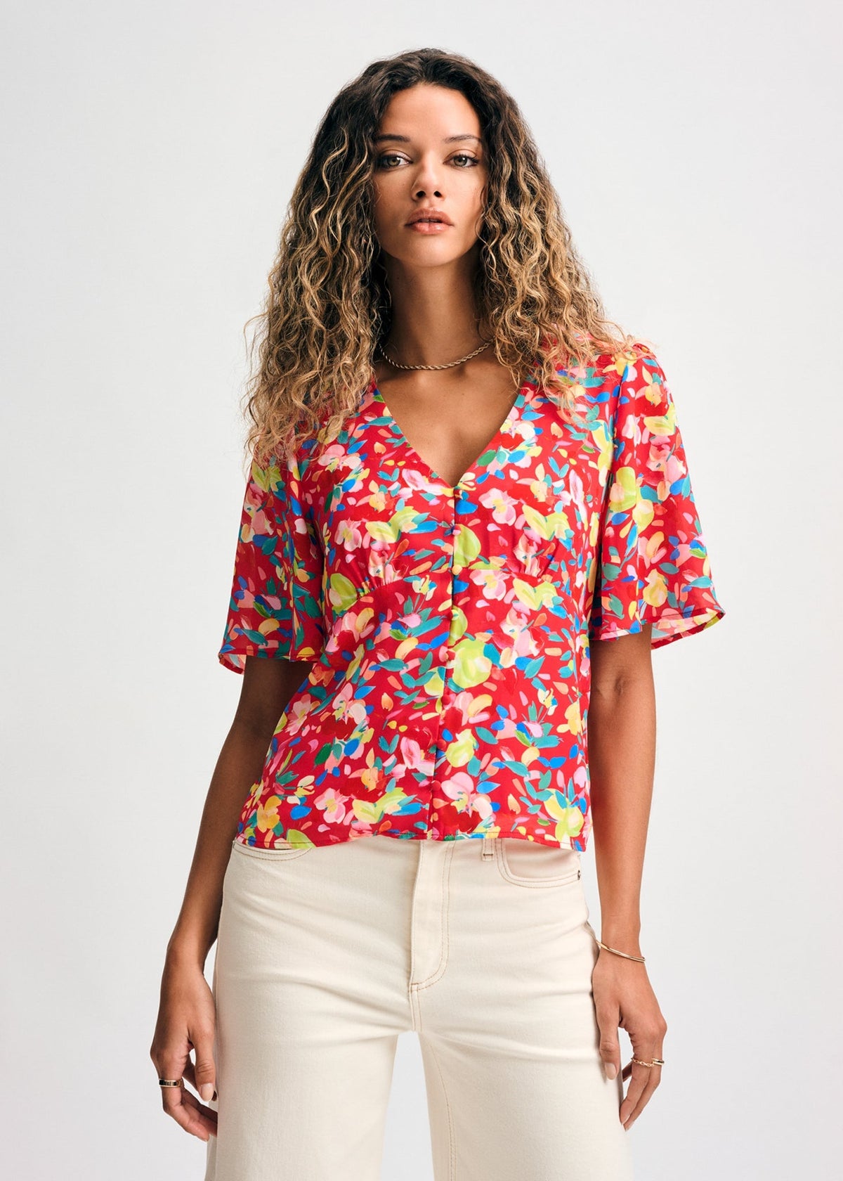 Sleeve Button Detail Blouse