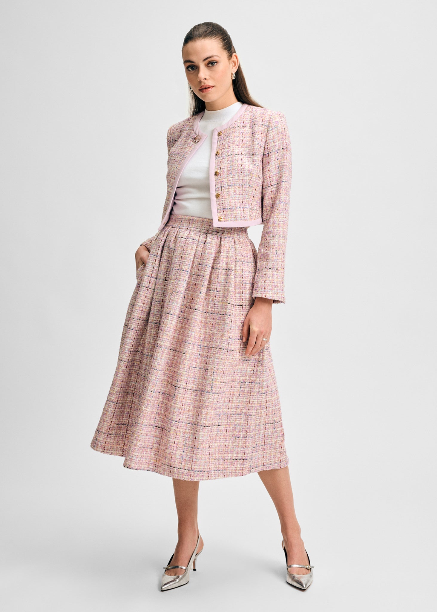 【INCHANT ME】Half Pleats Midi Skirt 011625_AprilCatalogDenim_3277_