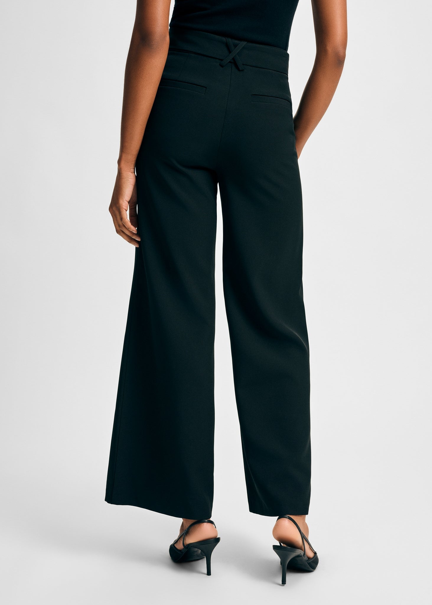パンツ CALEE BACK SATIN MILYTARY PANTS Viscose Satin Back Crepe Wide Leg Pants | Karen Millen