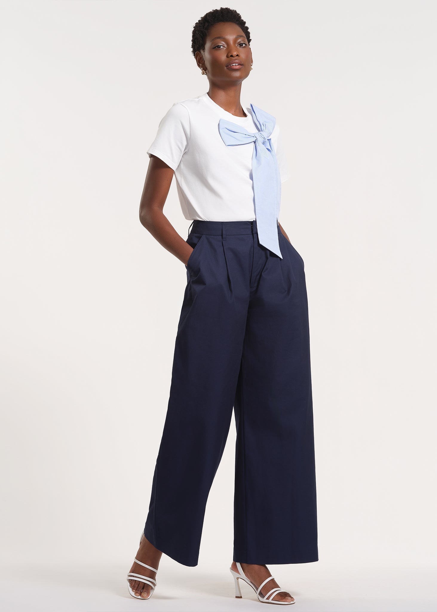 Wide Leg Pleated Trousers