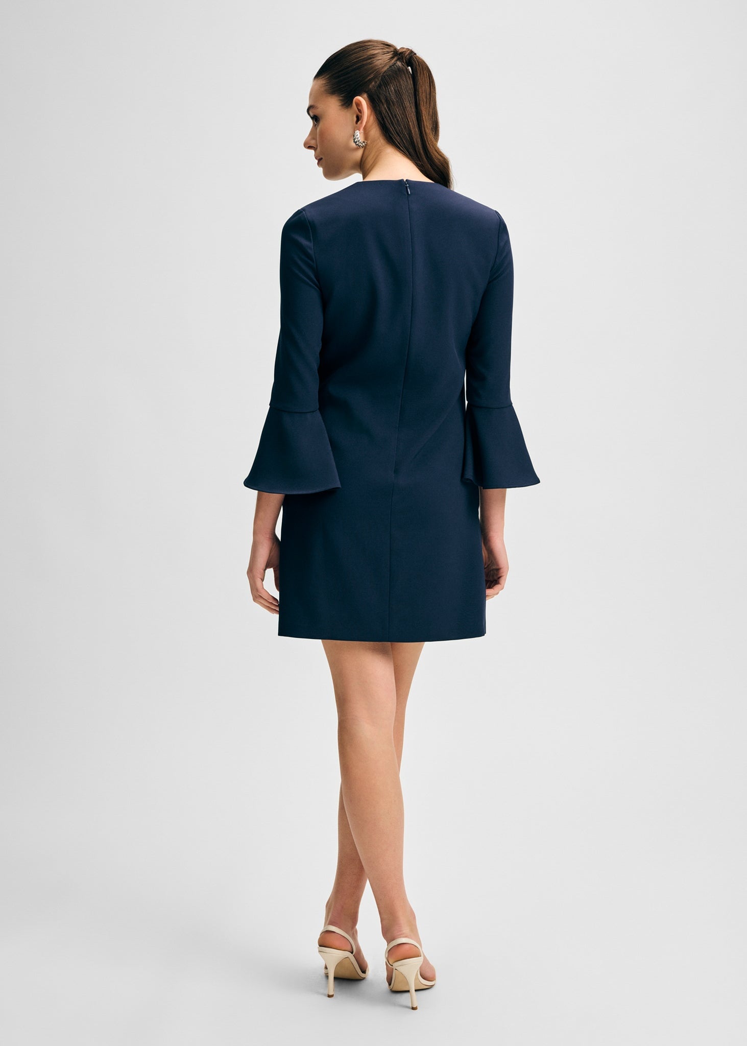 V Neck Dress with Flare Hem Sleeve