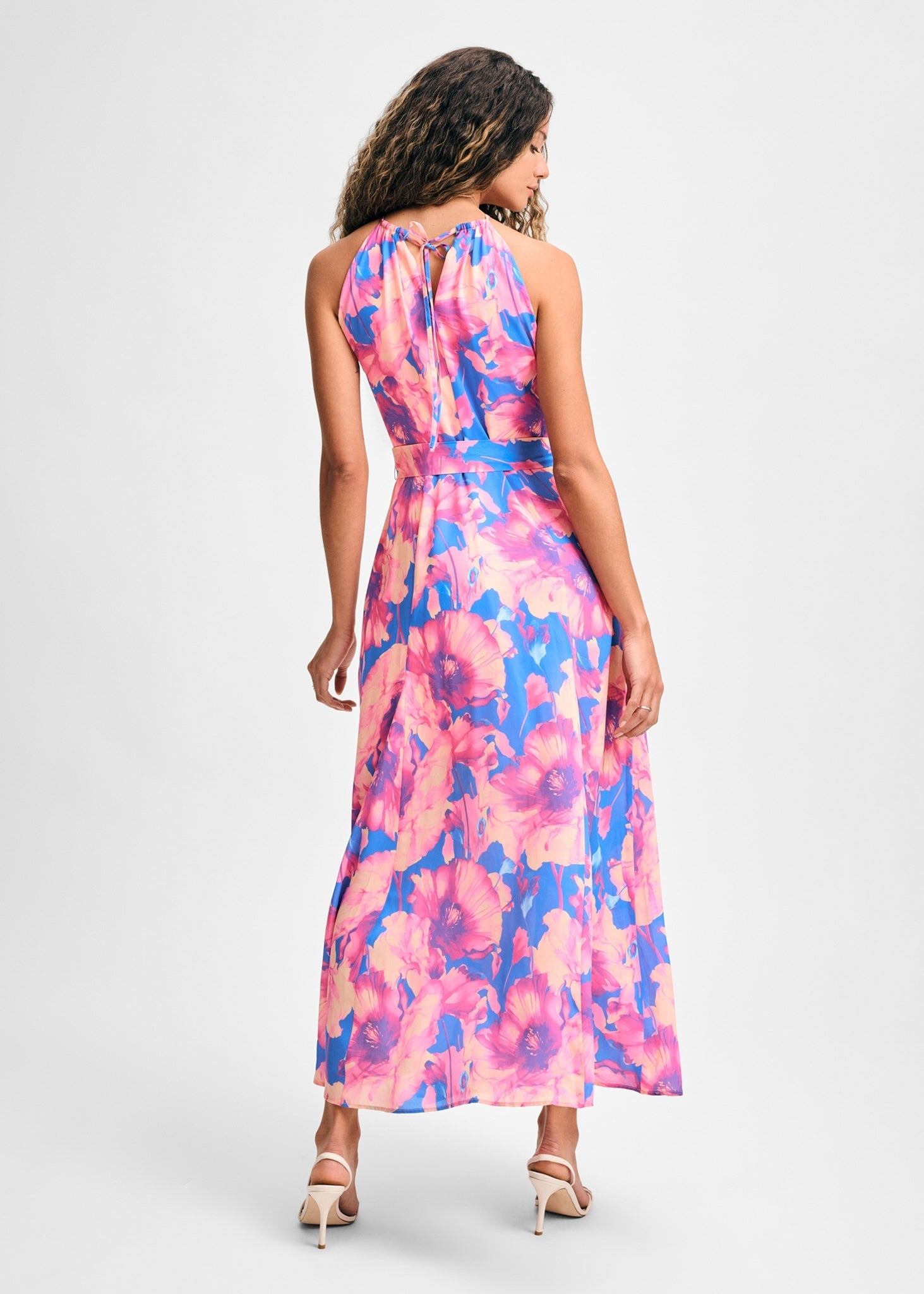 Halter Tie Waist Ankle Length Dress