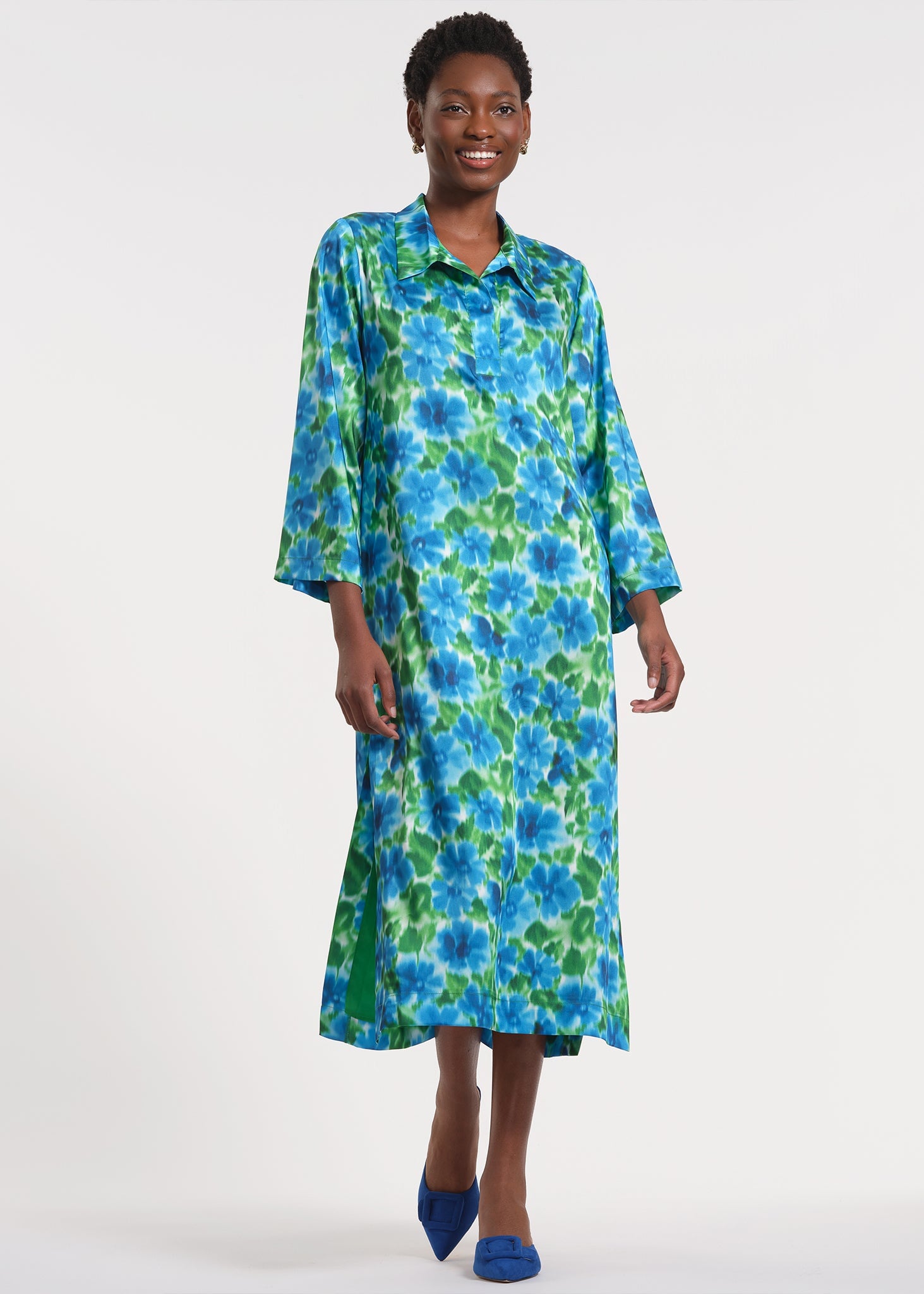 green floral tunic dress Maya Midi Dress Olive Green, Boho Dress, Spring Dress, Summer Tunic Dress, Cotton