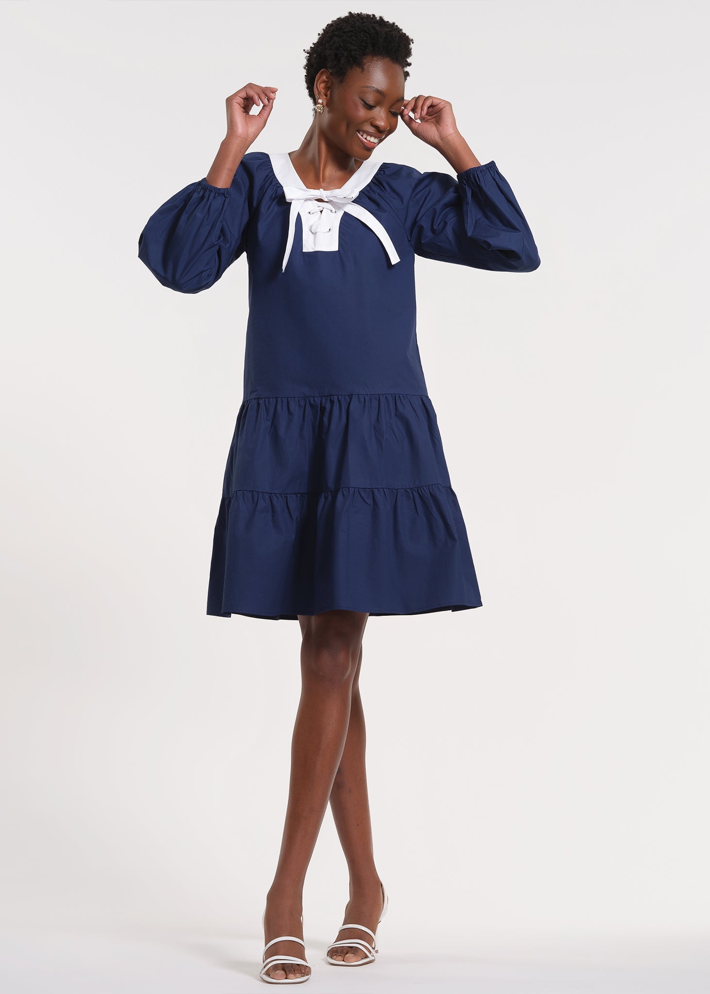 Isaac Mizrahi New York Women's Long Sleeve Ruffle Hem Dress - Blue Isaac Mizrahi New York Women's Long Sleeve Ruffle Hem Dress - Blue