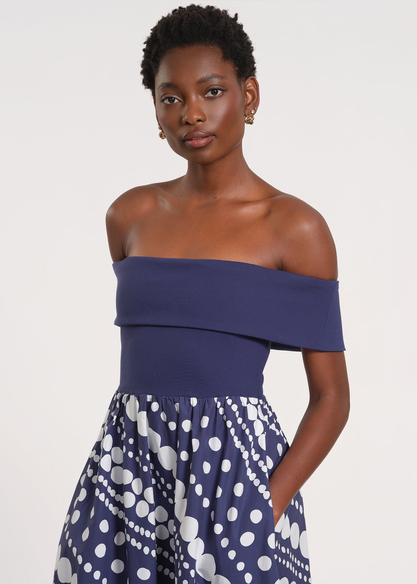 Off-The-Shoulder Midi-Length Dress