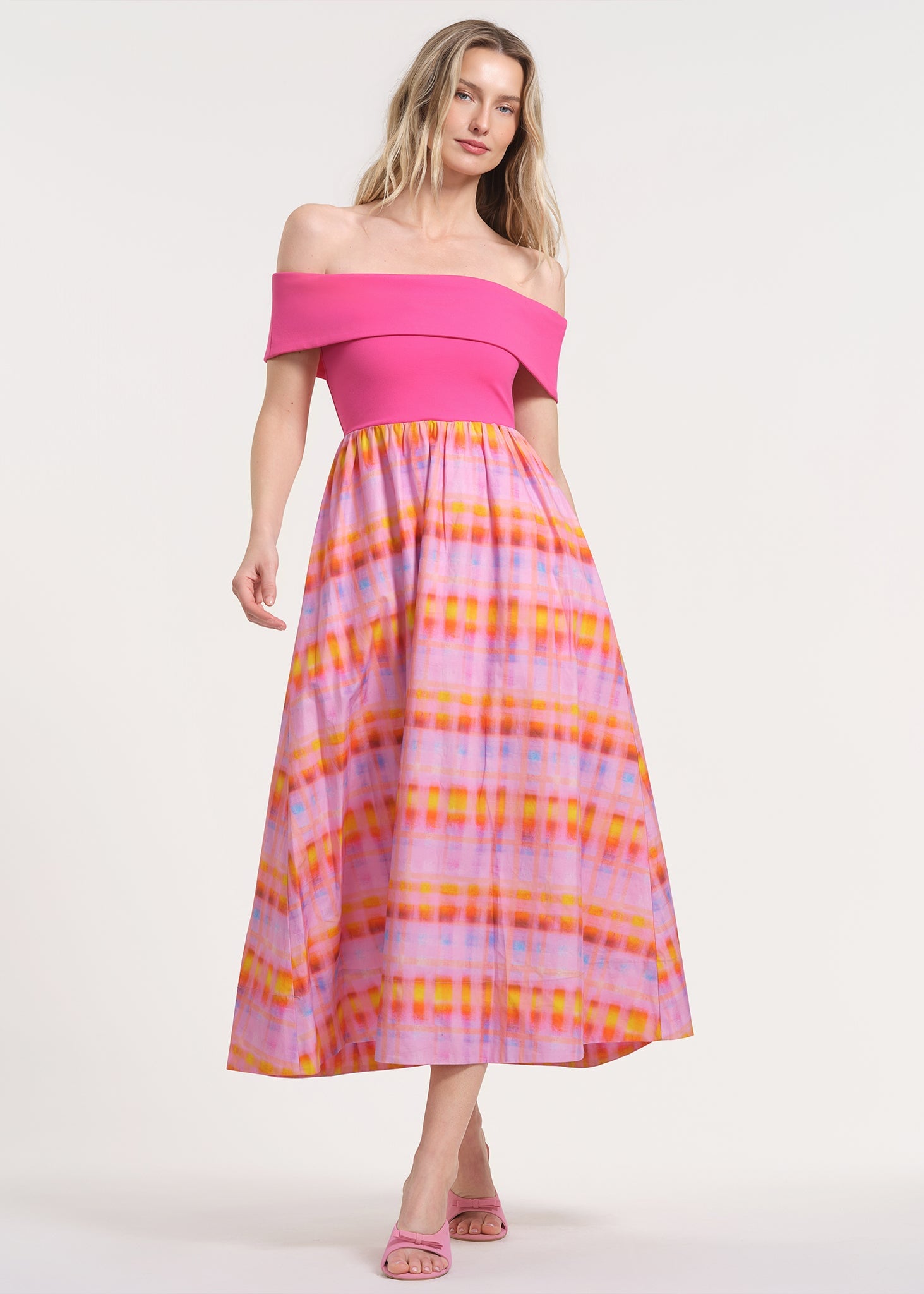 Off The Shoulder Midi Dress - Style & Elegance | Anne Klein - Isaac Mizrahi Off The Shoulder Midi Dress - Style & Elegance | Anne Klein - Isaac Mizrahi