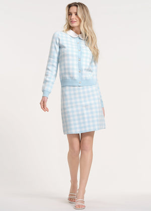 Gingham Patterned Button-Up Cardigan