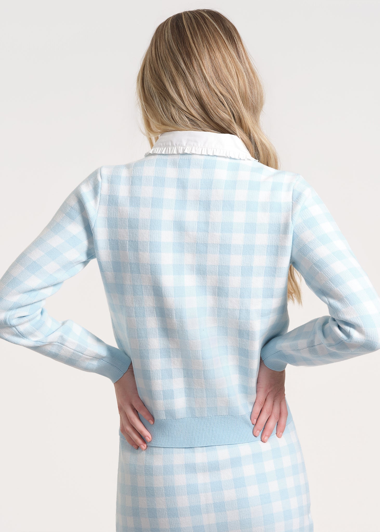 Gingham Patterned Button-Up Cardigan
