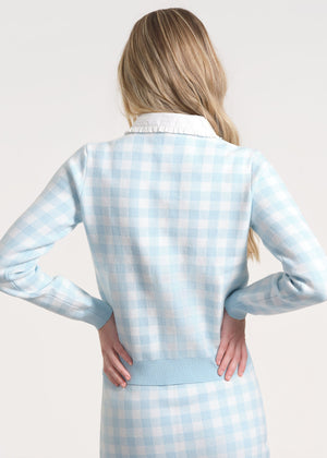 Gingham Patterned Button-Up Cardigan