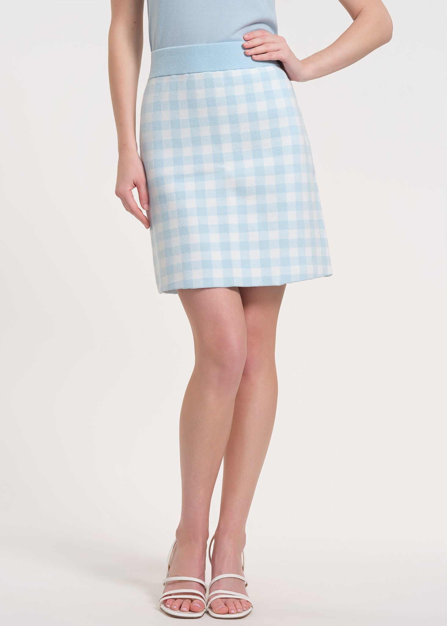 Gingham Pattern Knit Skirt