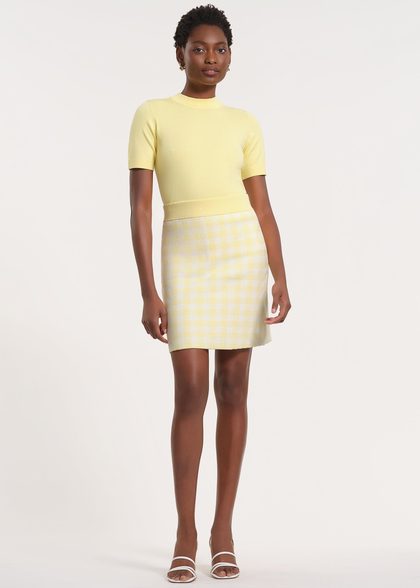 Gingham Pattern Knit Skirt