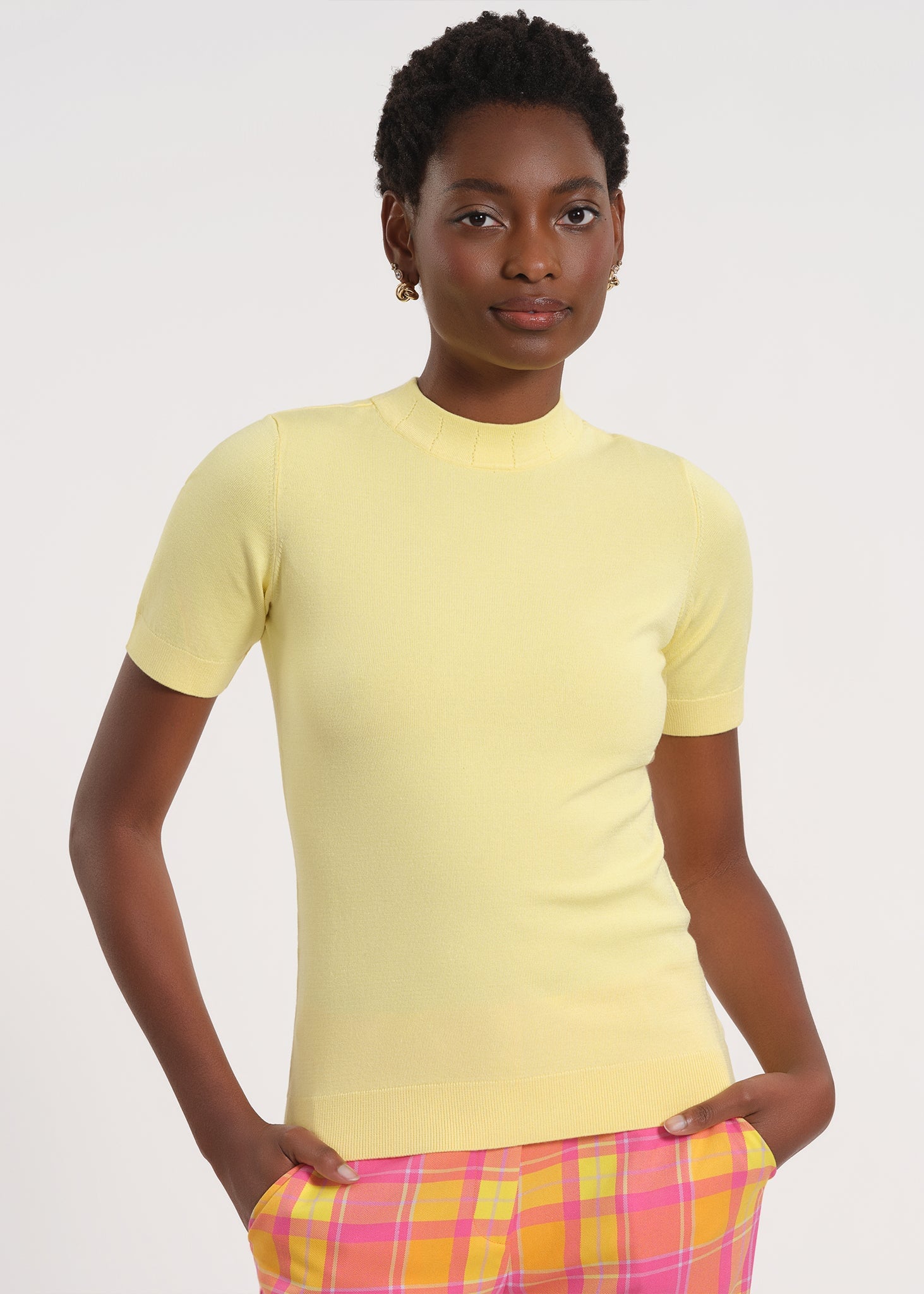 Short Sleeve Mock Neck Sweater | Anne Klein - Isaac Mizrahi