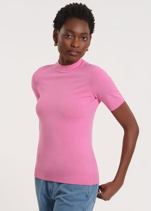 Short Sleeve Mock Neck Sweater