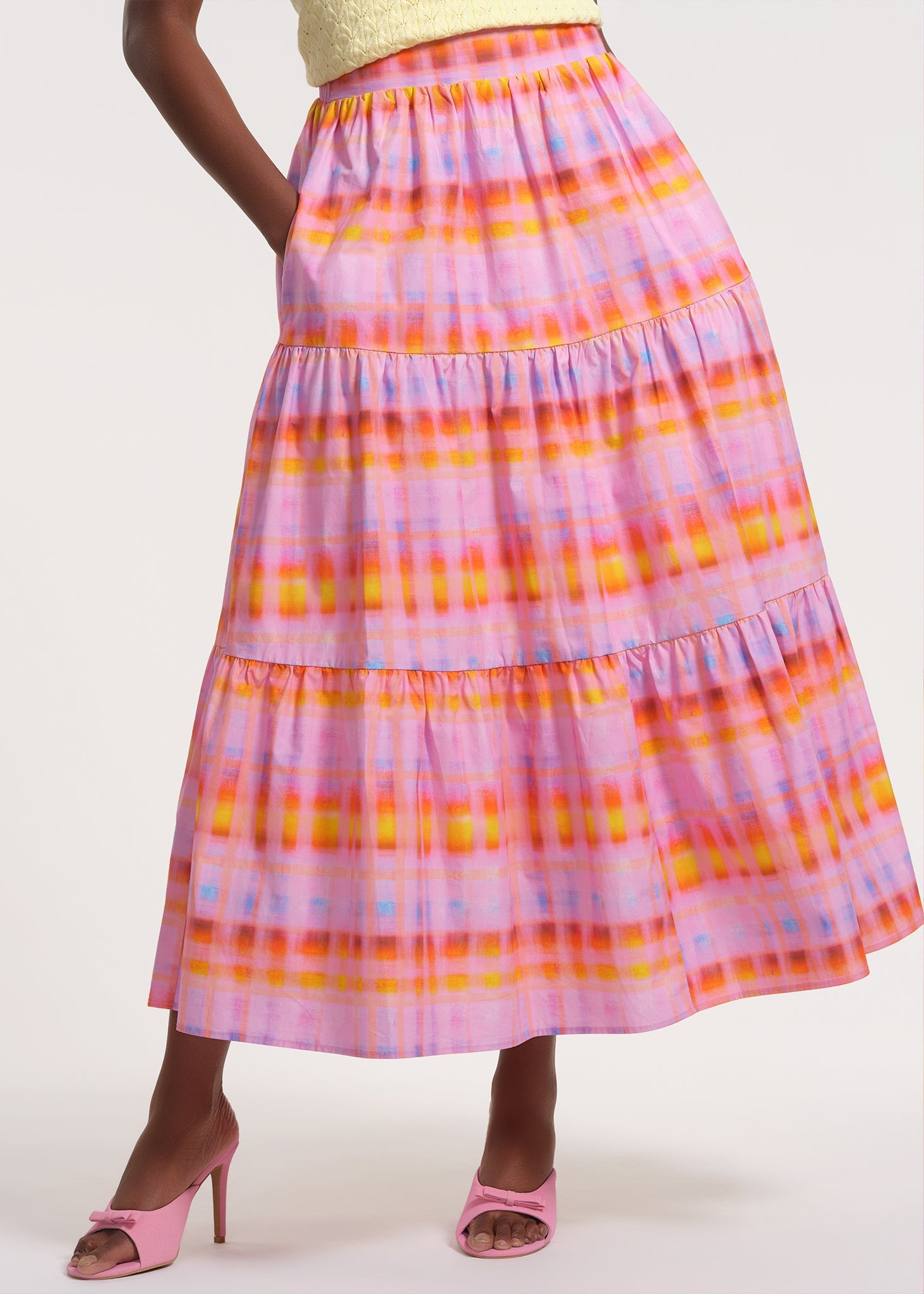 anne klein women's printed mock neck tiered midi dress Isaac Mizrahi New York Women's Tiered Stripe Cotton Midi Skirt