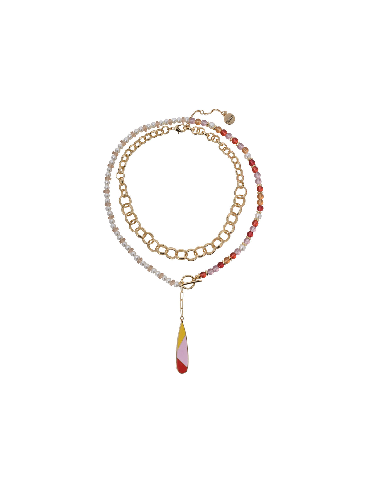 2pc Gold Tone and Beaded Toggle Y Necklace
