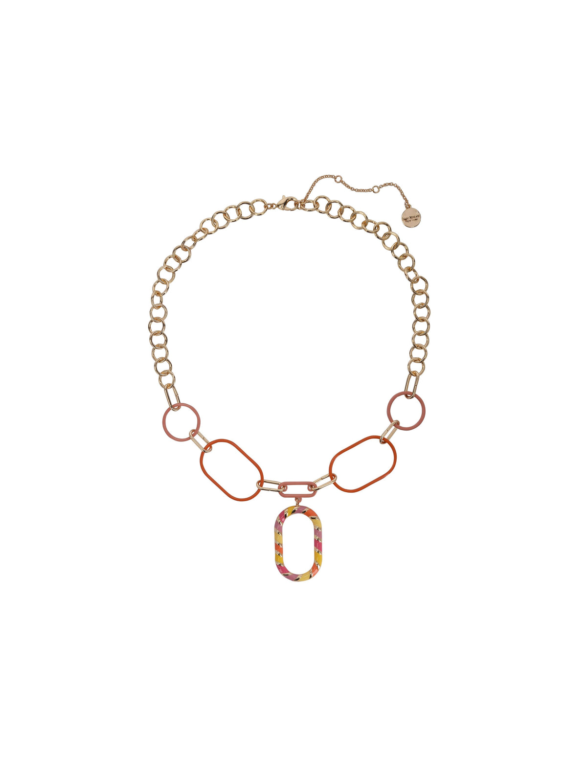 Multi Color Link Statement Necklace