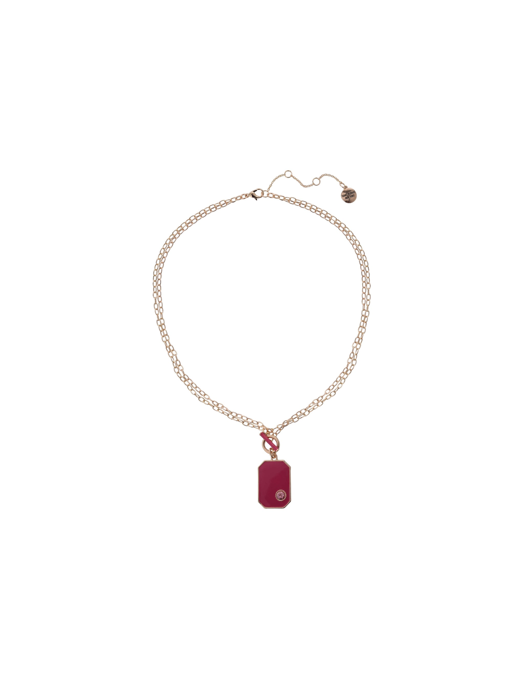 Isaac Mizrahi Gold Tone and Pink Pendant Necklace