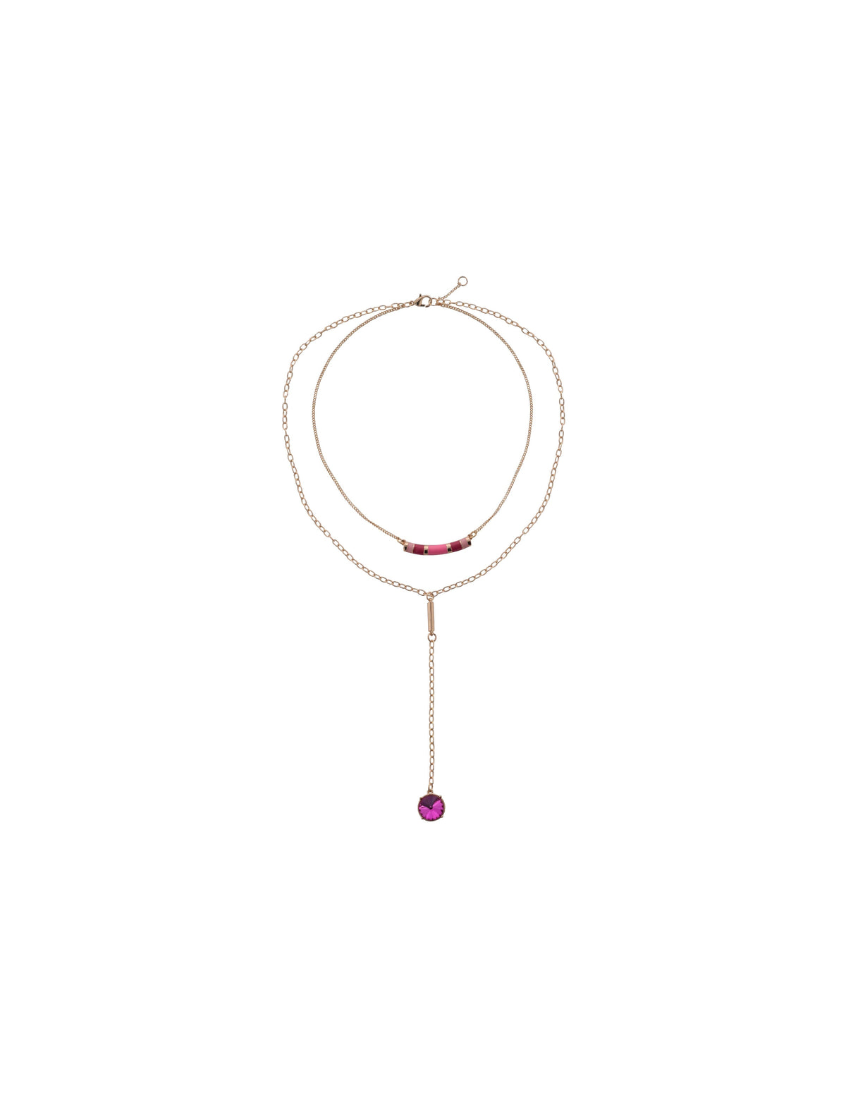 2 Row Enamel and Stone Y Pendant Necklave