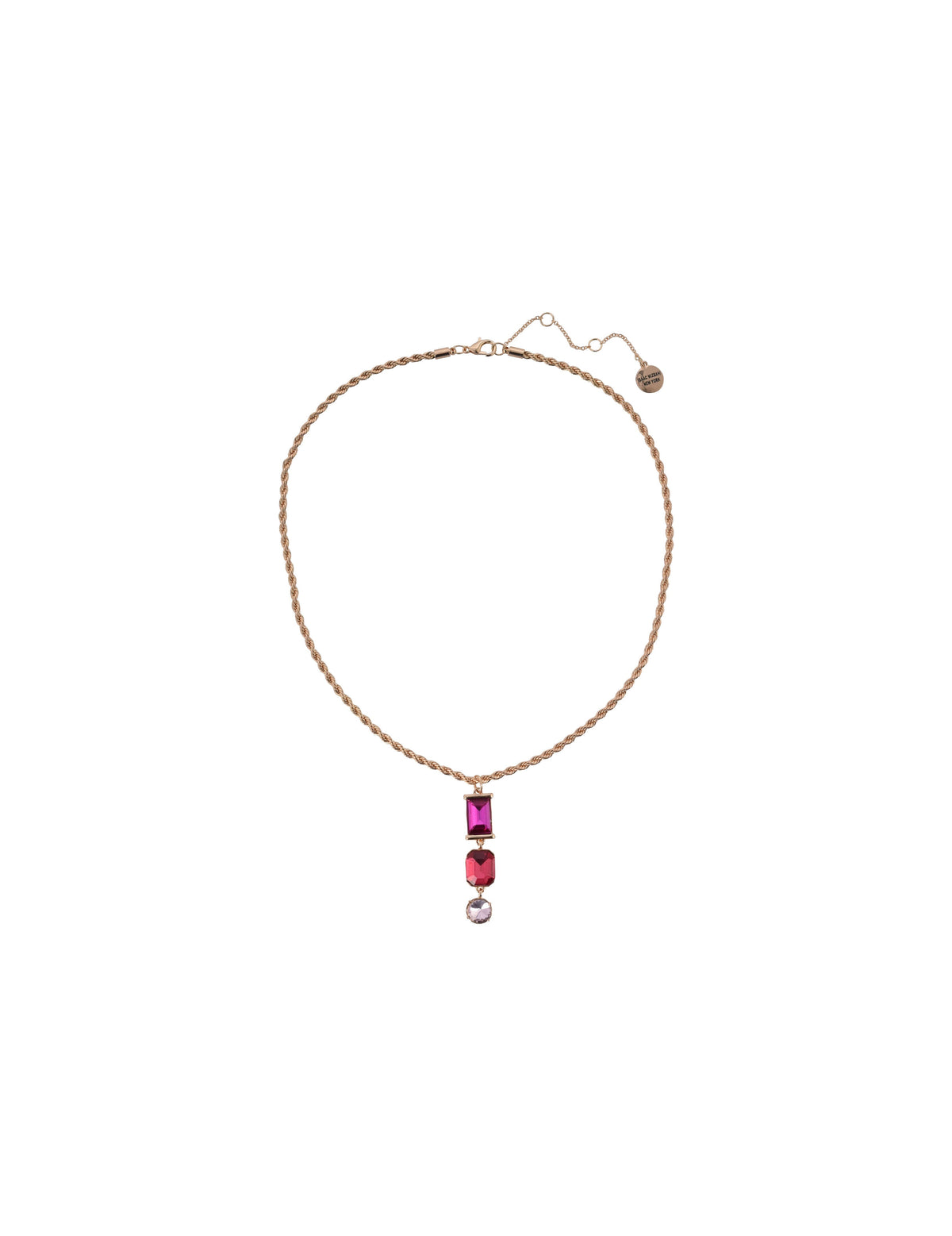 Pink Stone Y Drop Necklace