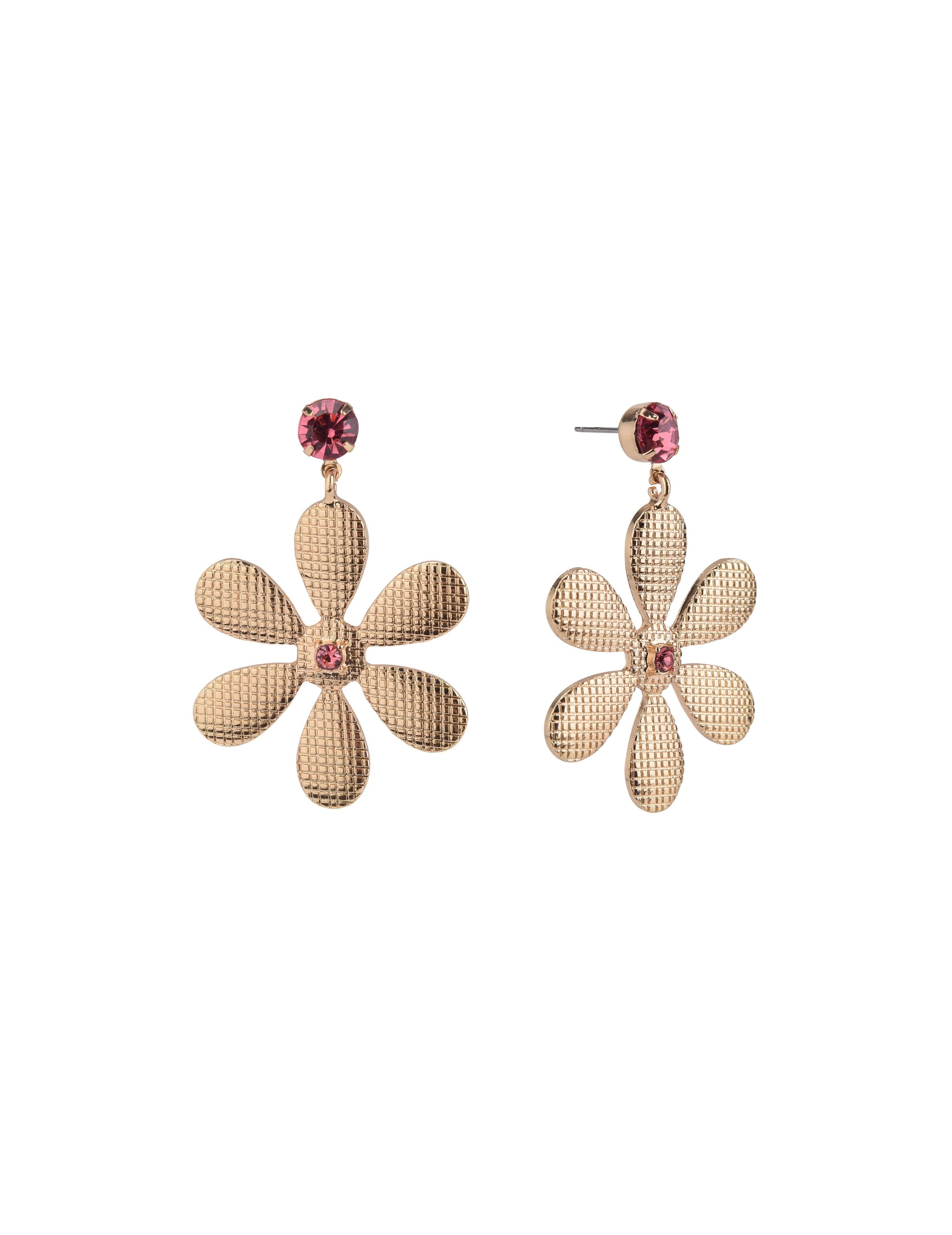Gold Tone Flower Drop Earrings