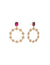 Gold Tone Floral Ring Drop Earrings