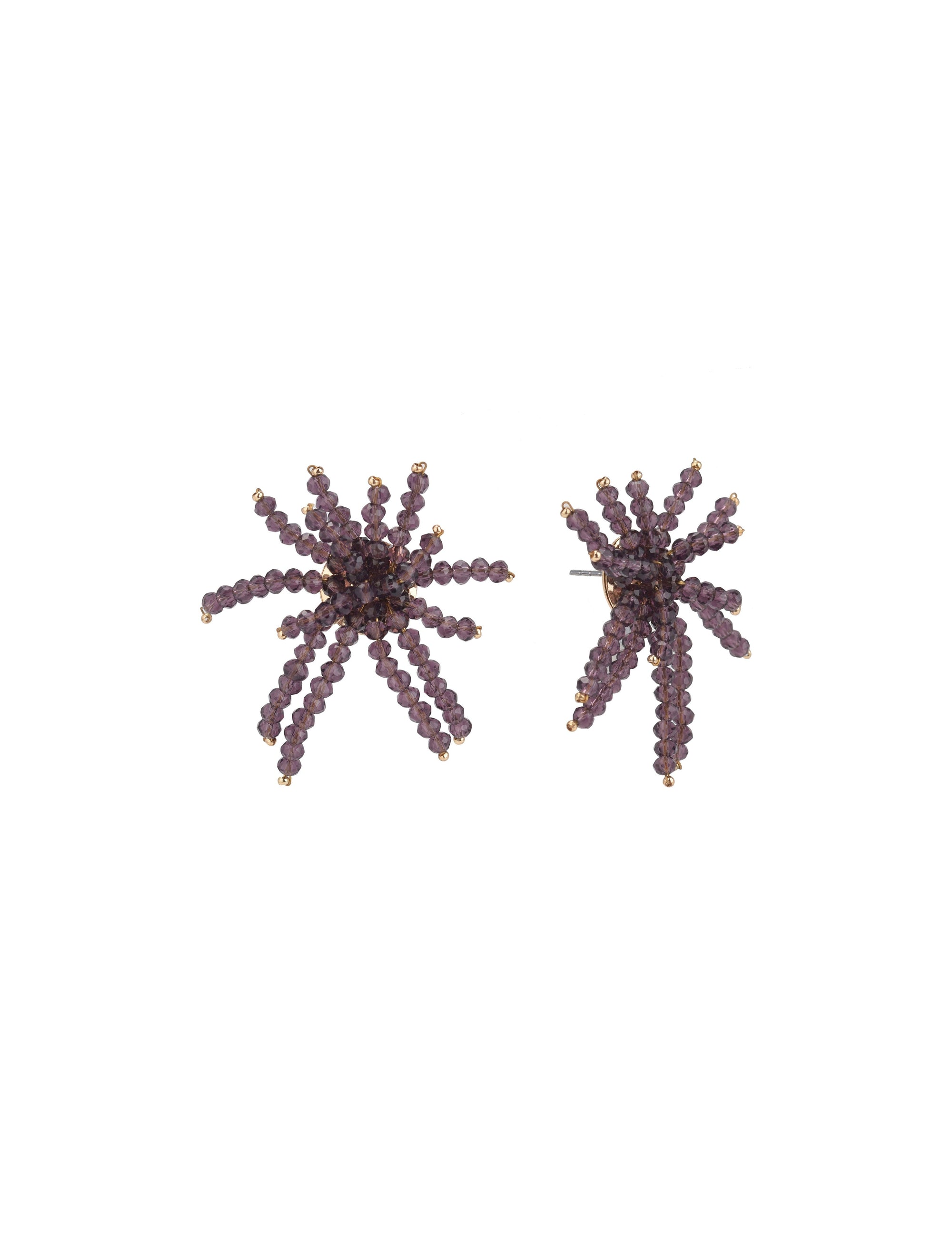 Faceted Bead Burst Button Earrings