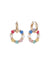 Gold Tone Hoop and Multi Colored Bead Earrings