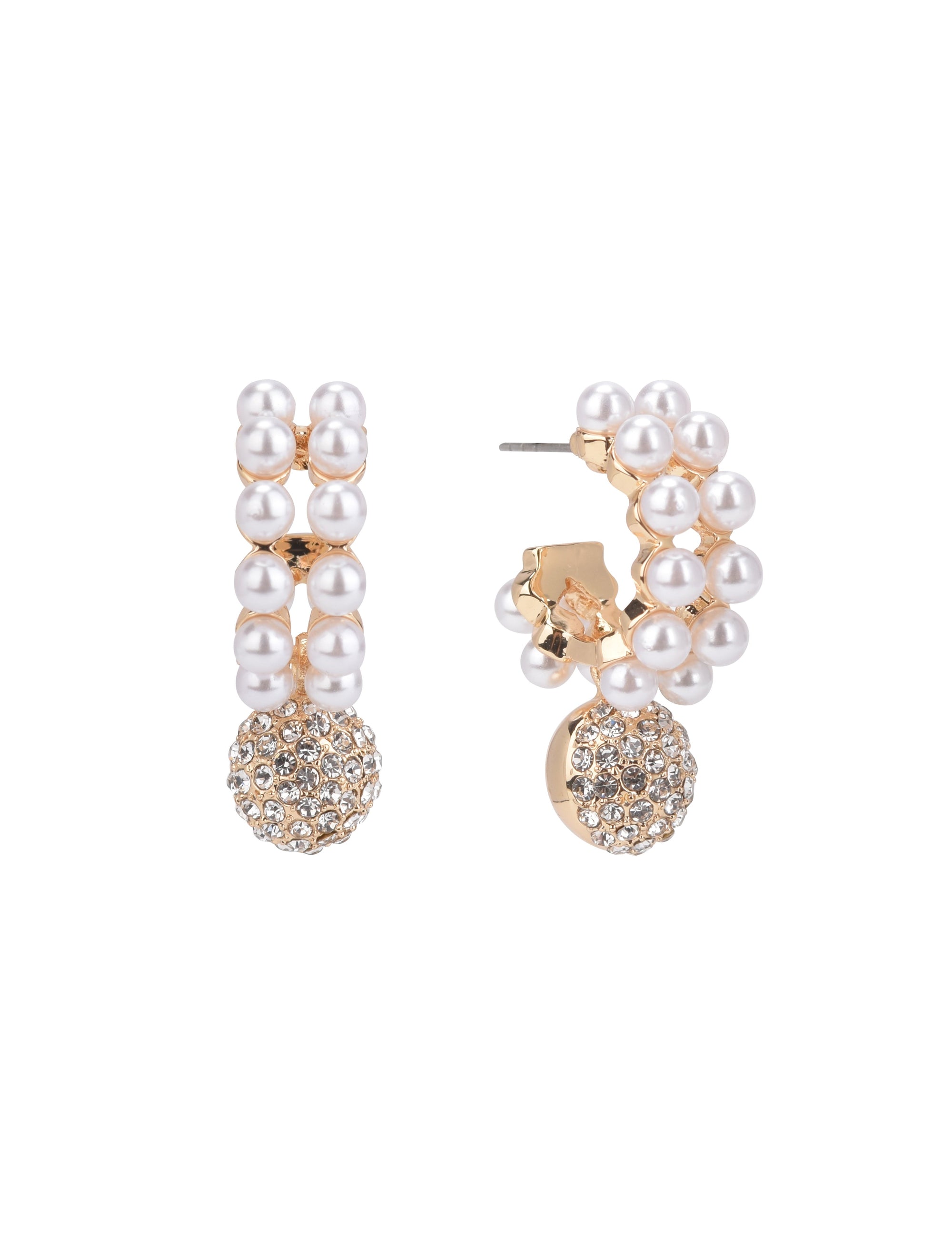 Pearl Hoop and Stone Earrings