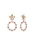 Flower Post and Stone Ring Drop Earrings