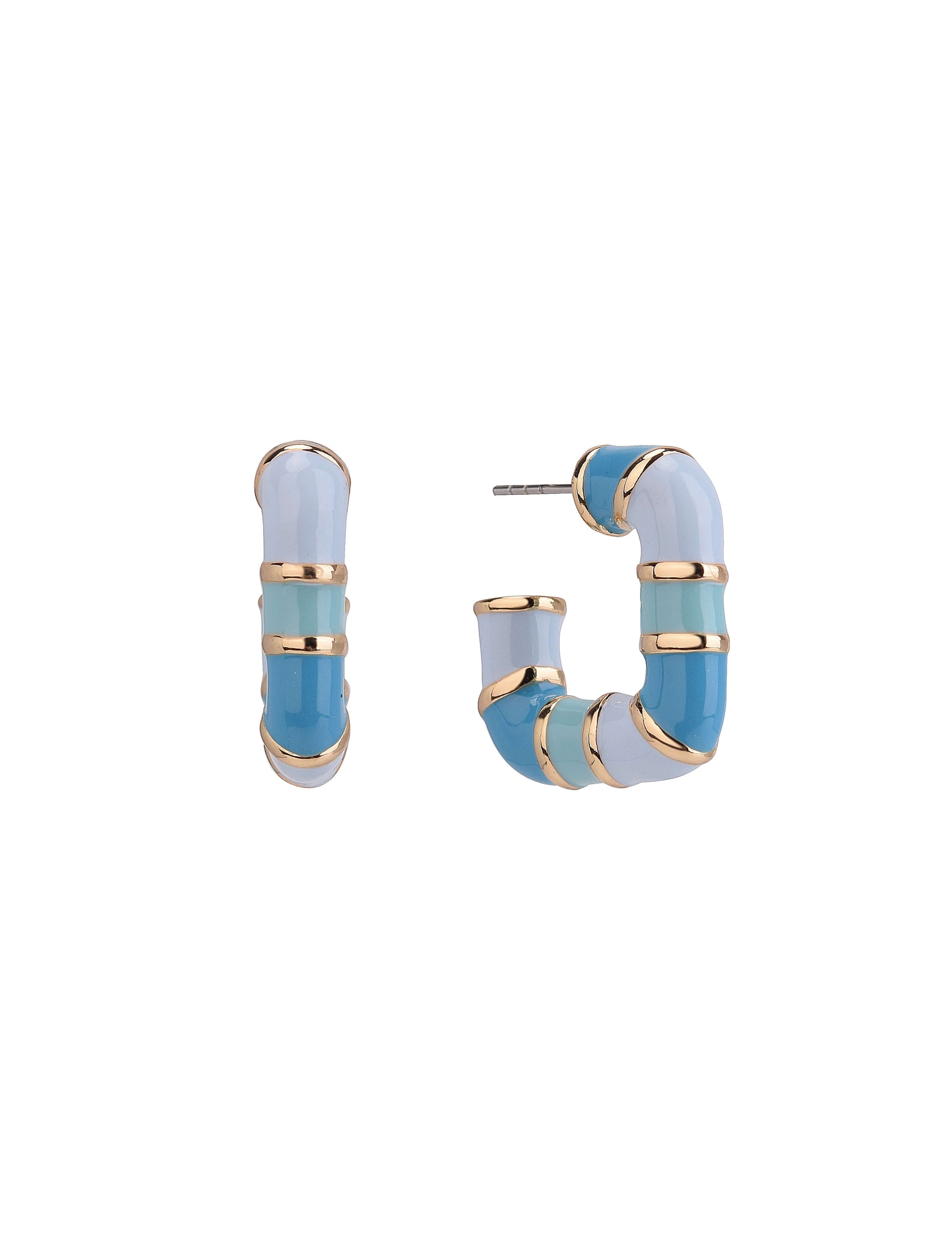 Blue Enamel Square Post Earrings