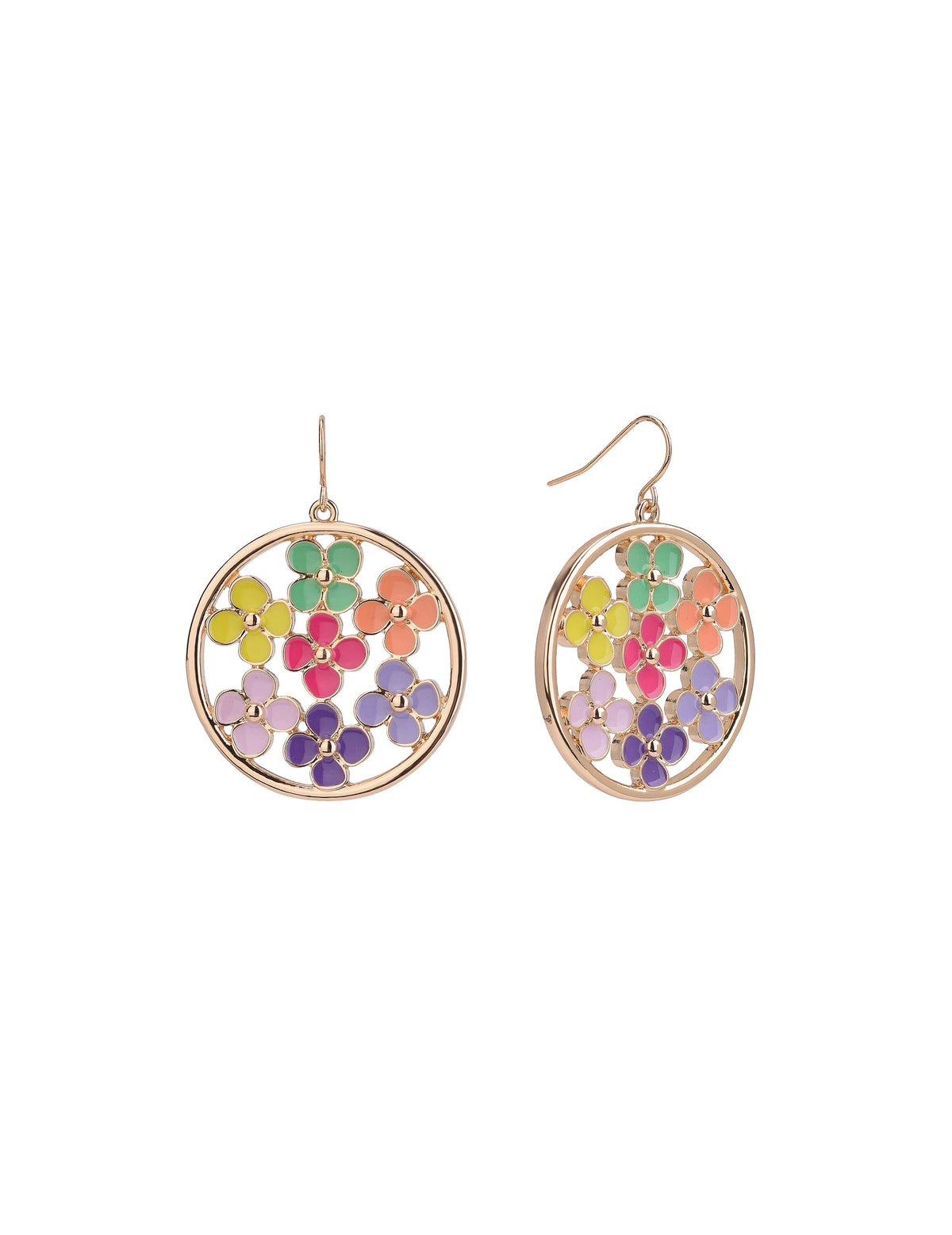 Multi Color Flower Drop Earrings
