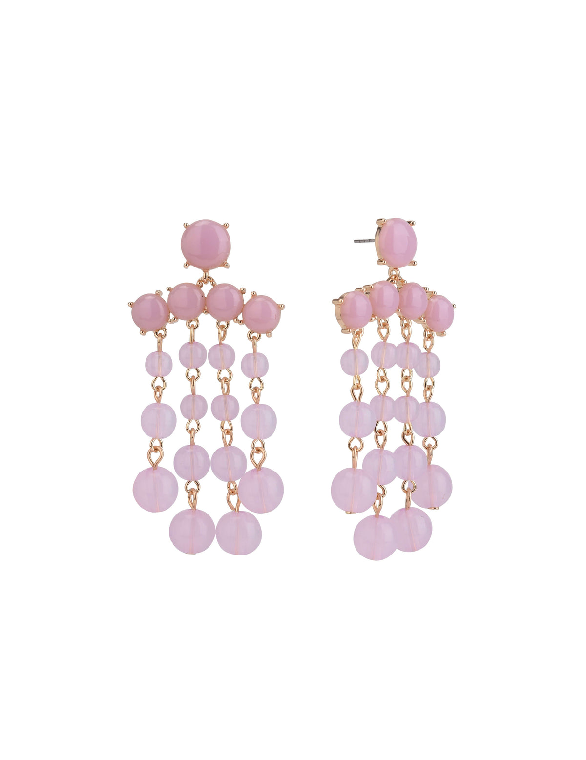 Pink Bead Chandelier Earrings